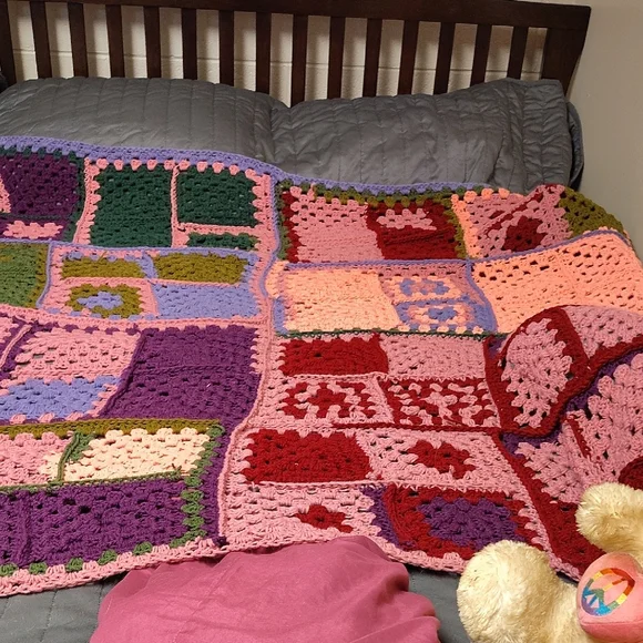 Pink and Purple Patchwork Quilt Cozy Bedding - Picture 3 of 5